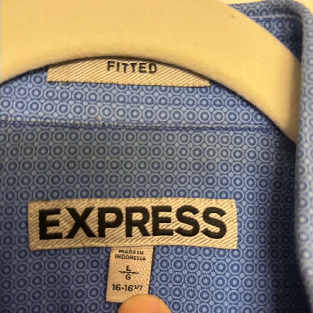 Express Light Blue Patterned Shirt - Picture 3 of 3
